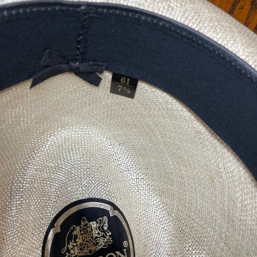 Stetson Straw Fedora Hat Cream Off White Woven Panama Style Size 7 5/8 61cm Luxe - Picture 4 of 15